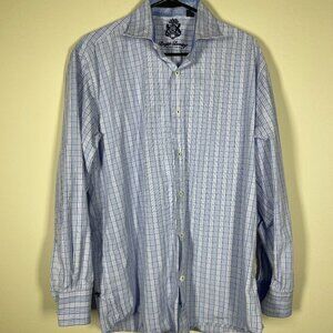 English Laundry by Christopher Wicks Plaid Blue Button-Up Shirt Cotton 17 34/3